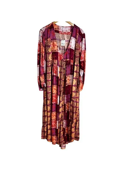 FREE PEOPLE Ibiza Getaway Patchwork Sunset Maxi Duster Kimono XS NWT Festival - Picture 6 of 13